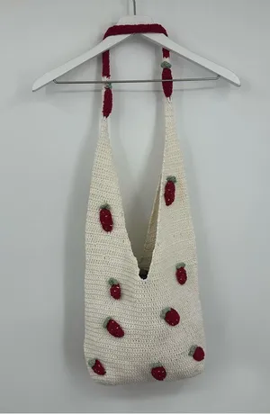 Strawberry Crochet Cross Body Bag Boho Fairycore thumbnail 6