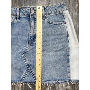 Pacsun Denim Retro Y2K Mini Skirt Light Wash Two Tone Frayed Hem Women's Size 25 thumbnail 6