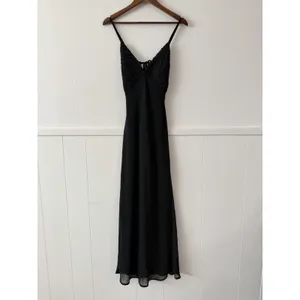 Wild Fable Black Floral Maxi Dress Open Back Tie Women’s Size S NWT thumbnail 3