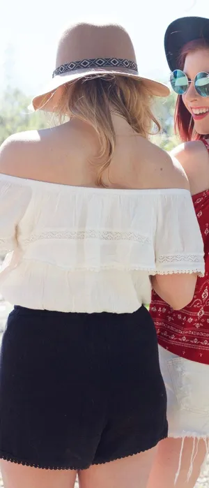 H&M + Coachella Cream Lace PomPom Off The Shoulder Top thumbnail 2