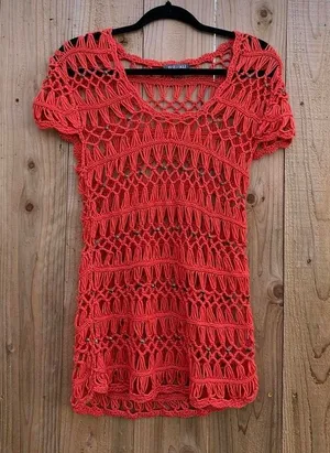 Crochet mini dress beach‎ spring summer hot size small y2k whimsy hippy thumbnail 1