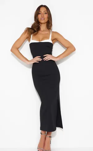 NWT Hello Molly IN HER PRIME MIDI DRESS in BLACK. Size Medium thumbnail 1
