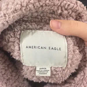 American Eagle fuzzy Sherpa quarter zip cinch waist cropped pullover size S thumbnail 10