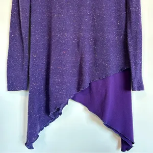 Purple Asymmetrical Pullover Mock Neck Sweater Women's Oversized Knit Top Tunic thumbnail 5