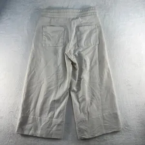 Quince S Small SuperSoft Fleece Cropped Wide Leg Pants Drawstring Off-White thumbnail 9