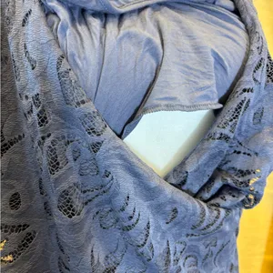H&M‎ Lace Wrap Midi Dress in Slate BlueMAMA thumbnail 7