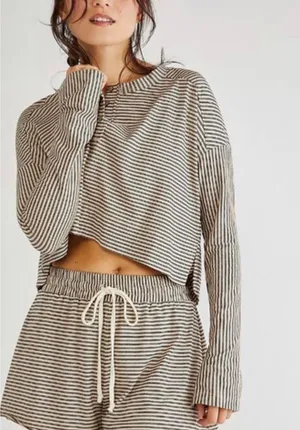 Free People Intimately Seeing Stripes Sleepwear Top- Cropped- Size XS- Top Only thumbnail 1