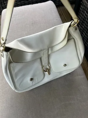 Kate Spade cream leather saddle bag with gold tone accents fair condition thumbnail 10