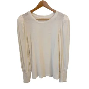 Nation LTD Loren Tee S Puff Sleeve Peasant Top Slub Knit Pima Cotton Ivory thumbnail 2