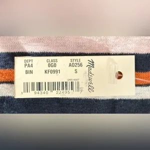 Madewell Striped Navy‎ Orange Pink Henley Dress NWT Size Small Hemp Cotton Blend thumbnail 10