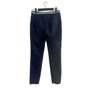 Zara Straight Leg Mid Rise Dress Trousers Striped Back Waist S Dark Navy Blue thumbnail 5