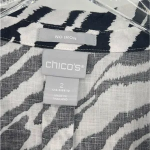 Chico’s blouse large 100% linen No-iron zebra animal print button front tunic thumbnail 7
