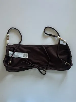 {Abercrombie & Fitch} Brand New Brown Bandeau Beaded Bikini Top thumbnail 5