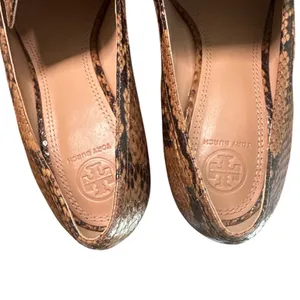 Tory Burch Jessa Snake Embossed Leather Loafer Pumps Block Heel 9.5M thumbnail 4
