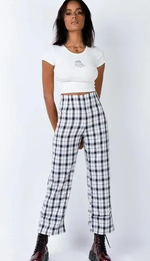 Princess Polly wide leg plaid pant thumbnail 1