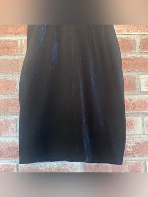 Jay Godfrey Metallic Sheath Plunge Dress Women’s 2 Blue Black Cocktail Party thumbnail 6