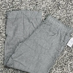 Nautical Striped Black White Wide Leg Baggy Pants Pull On Elastic Waist Pockets thumbnail 5