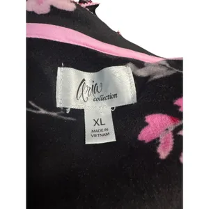 Aerie Floral Long-Sleeve Nightgown – Black/Pink Dark Floral– Size XL-Cozy Velour thumbnail 4