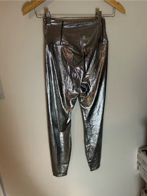 NWT Halara SoftlyZero™ Faux Leather Crossover Foil Stretchy Leggings small thumbnail 5