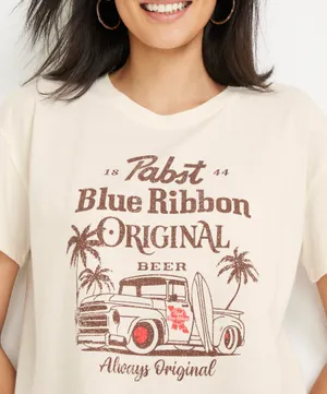 Maurices PBR Truck Graphic Tee Cream Brown Short Sleeve Summer thumbnail 1