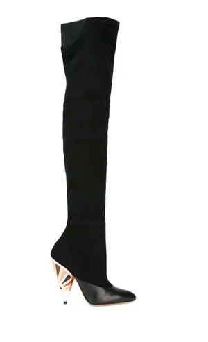 Givenchy Black Leather Suede Over Knee OTK Boots Printed Heel EU 38.5 thumbnail 2