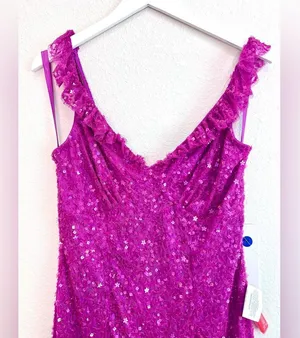 Mac Duggal 5674 Ruffle V-Neck Sequin Dress NWT Size 10 thumbnail 7