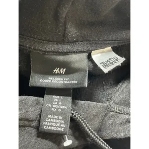 H&M x Justin Beiber Women's Black Hoodie Hooded Relaxed Sweatshirt Top Size L thumbnail 3
