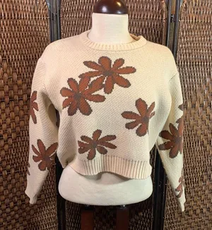 PACSun LA Hearts Knit Floral Crop Sweater Size S thumbnail 3