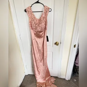 Sherri Hill NEW 53605 Blush Pink Lace Empire Waist Prom Wedding Gown thumbnail 6