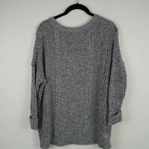 Madewell Grey Marled Knit Open Weave Crew‎ Neck Sweater Size Medium thumbnail 4