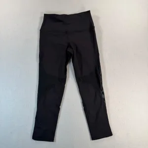 Alo Yoga Coast Mesh Inset Crop Leggings Black High Waist Athletic Pants thumbnail 2
