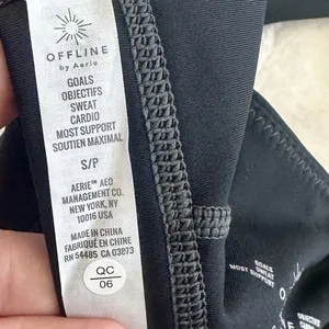 NWT Offline by Aerie Black with Gray Stitching Goals Padded Sports Bra - Size: S thumbnail 4