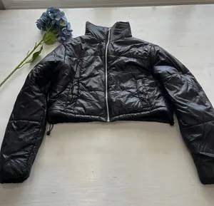 ANWND Cropped‎ Puffer Jacket Full Zip Quilted Lightweight Black Size S thumbnail 1