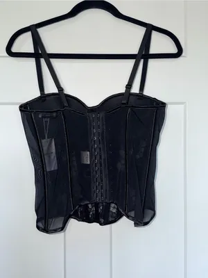 NWT Mesh Lace Sequin Corset Black Size M thumbnail 2
