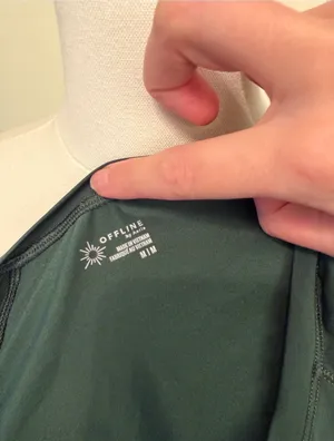 Offline by aerie dark green long sleeve thumbs up mesh side workout top thumbnail 5