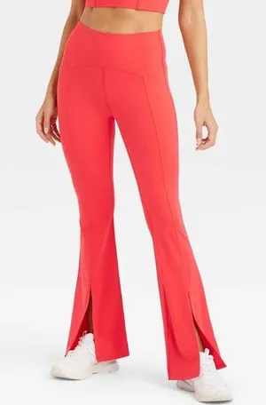 Joy Lab Cherry Red Split Flare Leggings thumbnail 1