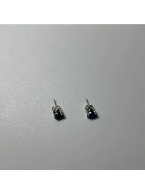 Blue Gemstone Stud Earrings retro vintage unmarked cobalt blue regency costume thumbnail 9
