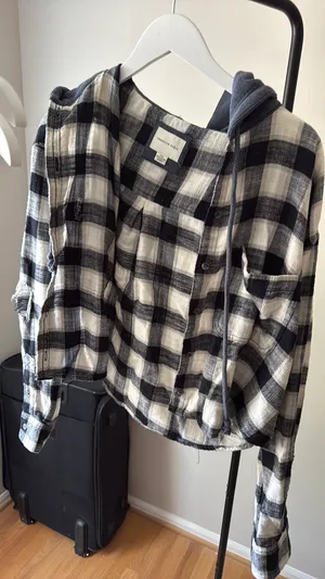 American Eagle Crop Flannel Plaid thumbnail 1