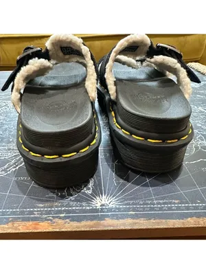Dr. Martens Blaire Shearling Buckle Sandals | Black | Size 4M / 5W thumbnail 7