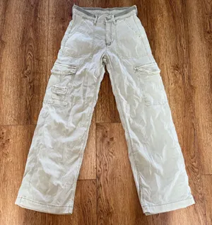 American Eagle Cargo Pants Womens 00 Regular‎ Green Khaki Utility Stretch Baggy thumbnail 1