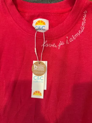 NWT C&C California Red Crewneck Sweatshirt Hearts Love Women’s Size Medium thumbnail 4