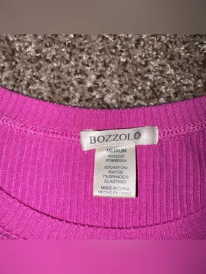 Bozzolo Ribbed Crewneck Short Sleeve Top in Bright Pink thumbnail 2