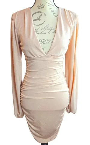 Windsor NWT Glitz and Glamour Mini Dress in Gold Champagne Shimmer Women's Small thumbnail 1