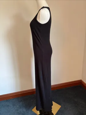 Minimalist Black Sleeveless Maxi Dress Nursing thumbnail 3