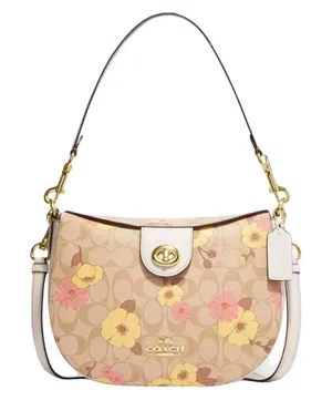 coach Ella Hobo In Signature Canvas With Floral Cluster Print ch347 thumbnail 1