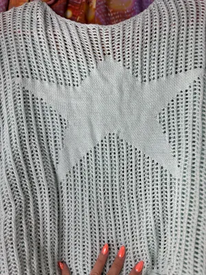 POL✨ Light Blue Open-Knit Star Pullover Sweater  thumbnail 3
