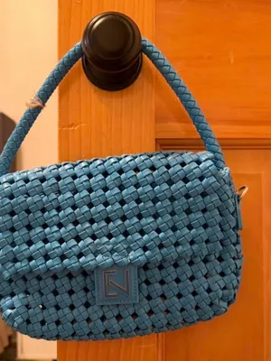 Woven Blue Shoulder Bag - Women's Handbag thumbnail 1