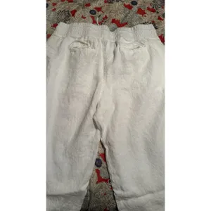 Athleta Cabo Linen Wide Leg Pants Womens 16 White Beach Pockets Drawstring thumbnail 5