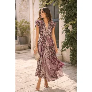 Ulla Johnson Asis Midi Dress Cotton Silk Batik Floral Tiered Purple Fuchsia 0 thumbnail 16