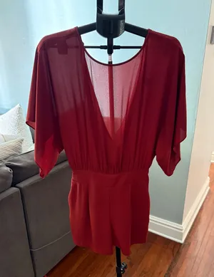 White House/Black Market Red Romper Size 0 thumbnail 1